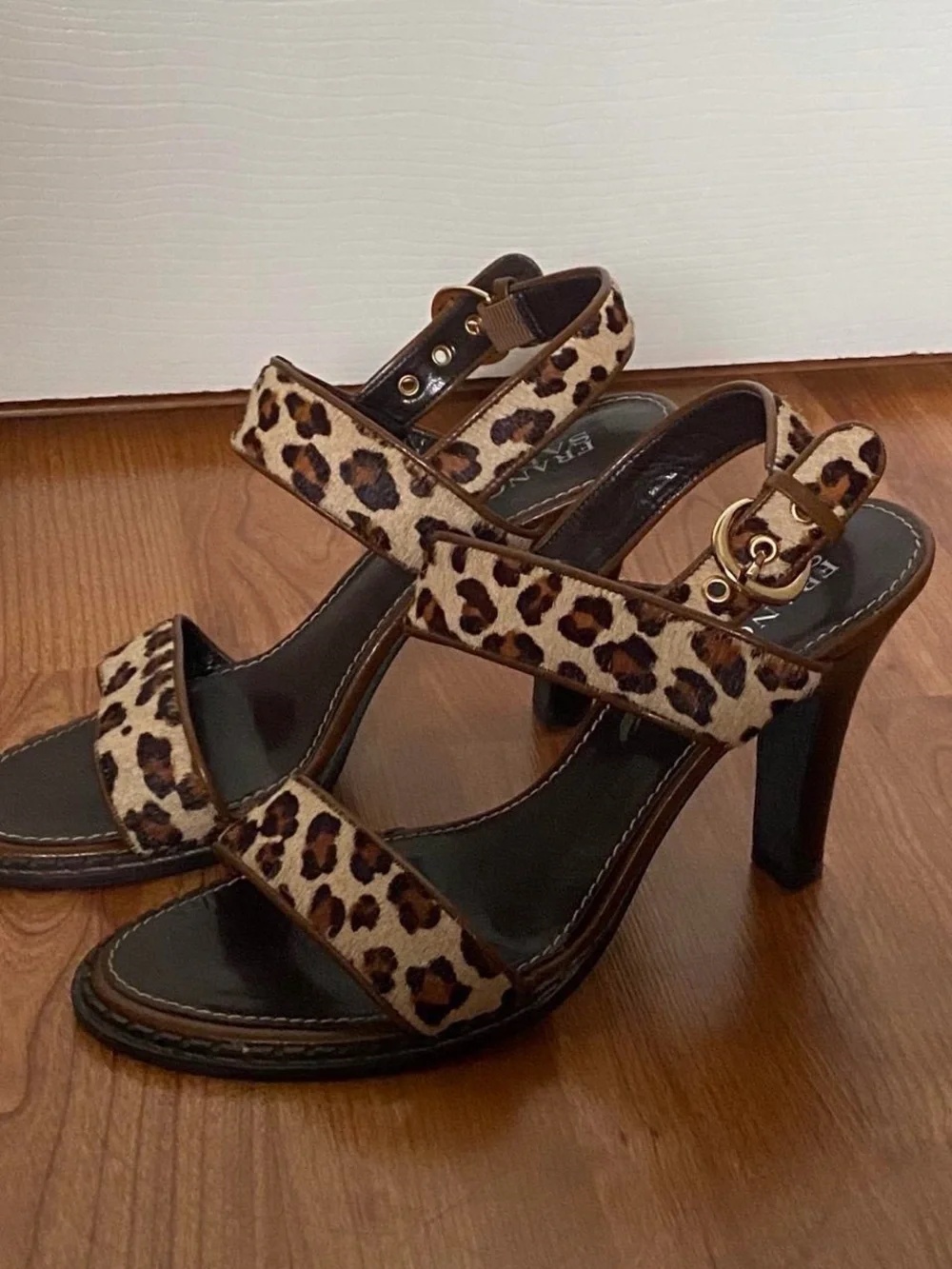 Franco Sarto Leopard Print Strappy High Heel Sandals